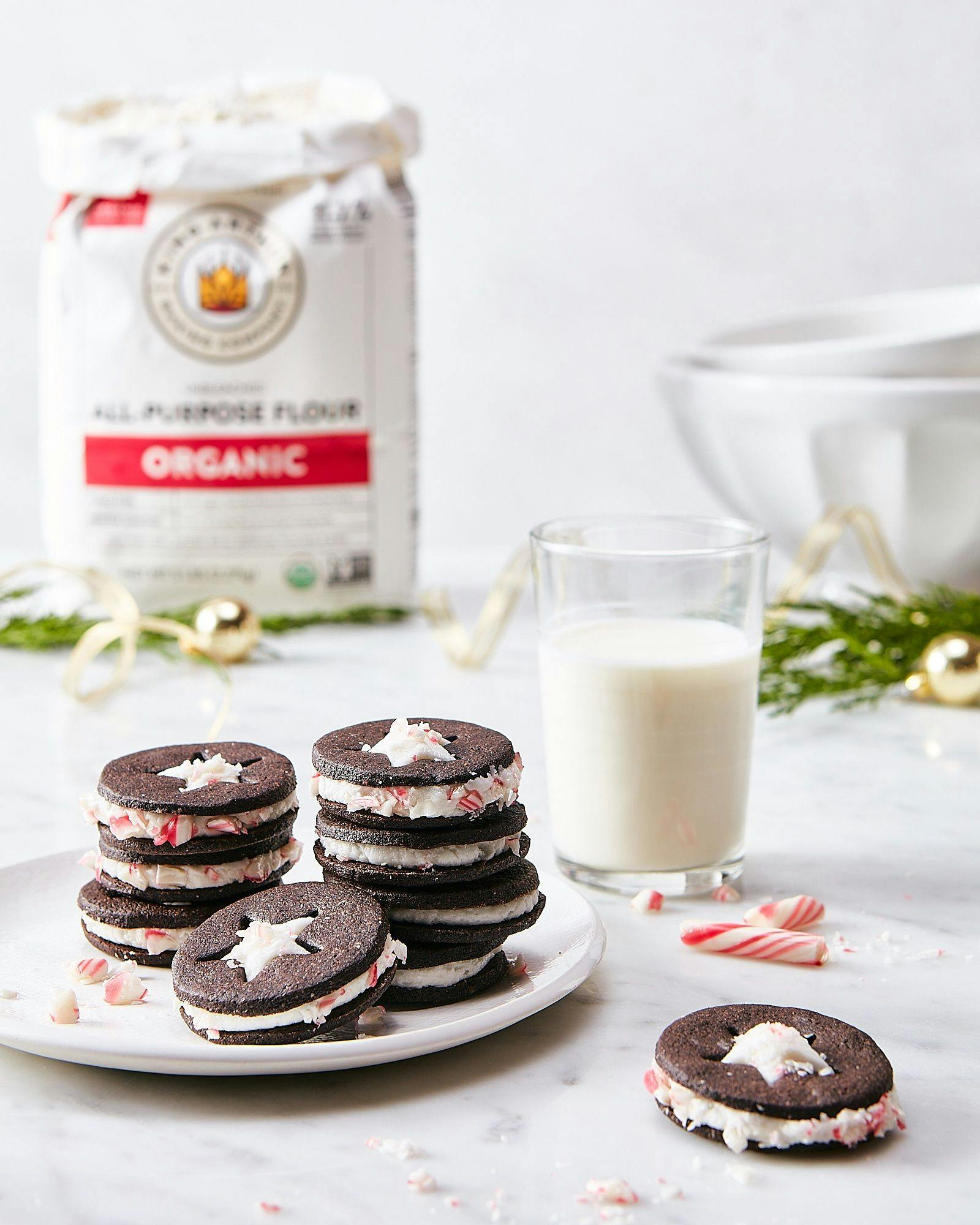 Organic Cookies next to a glass of milk