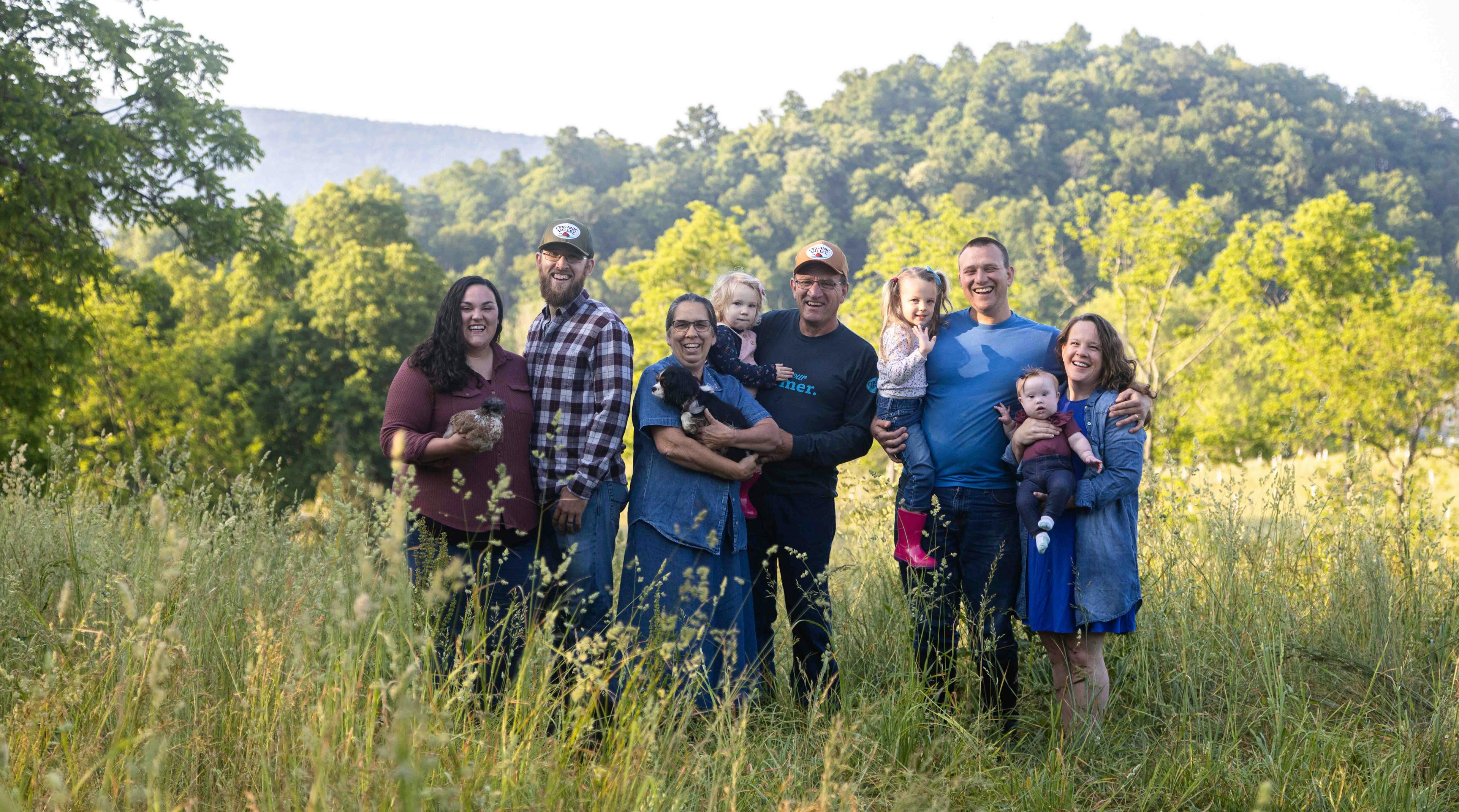 An Organic Valley farm family on their organic farm.