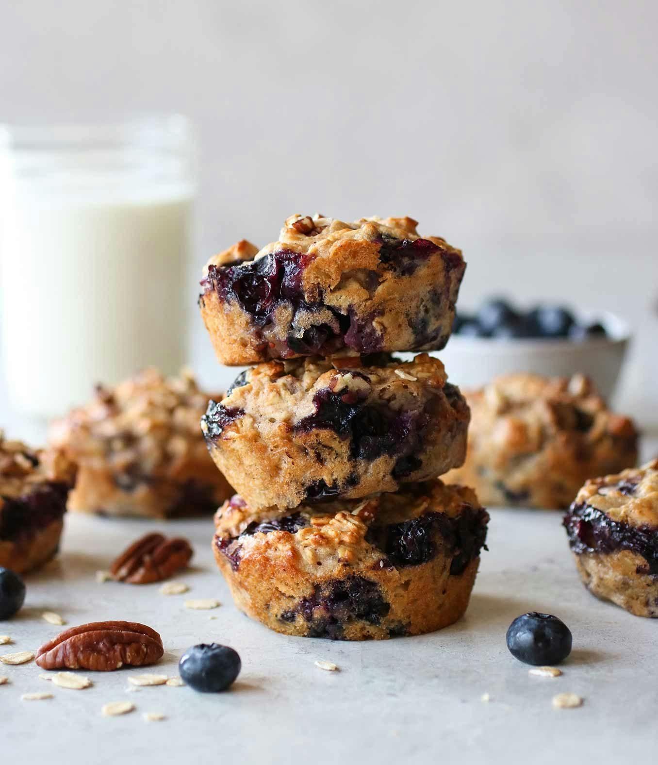 Blueberry Pecan Oatmeal Bake Muffins