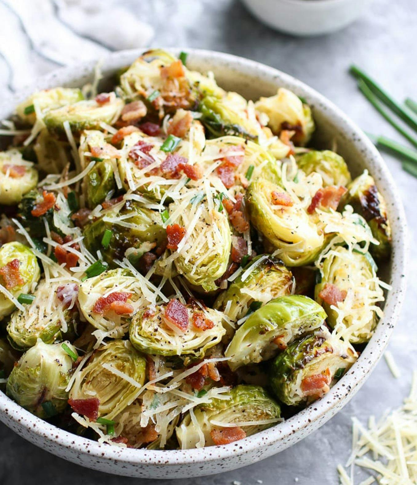 Parmesan Roasted Brussels Sprouts with Bacon