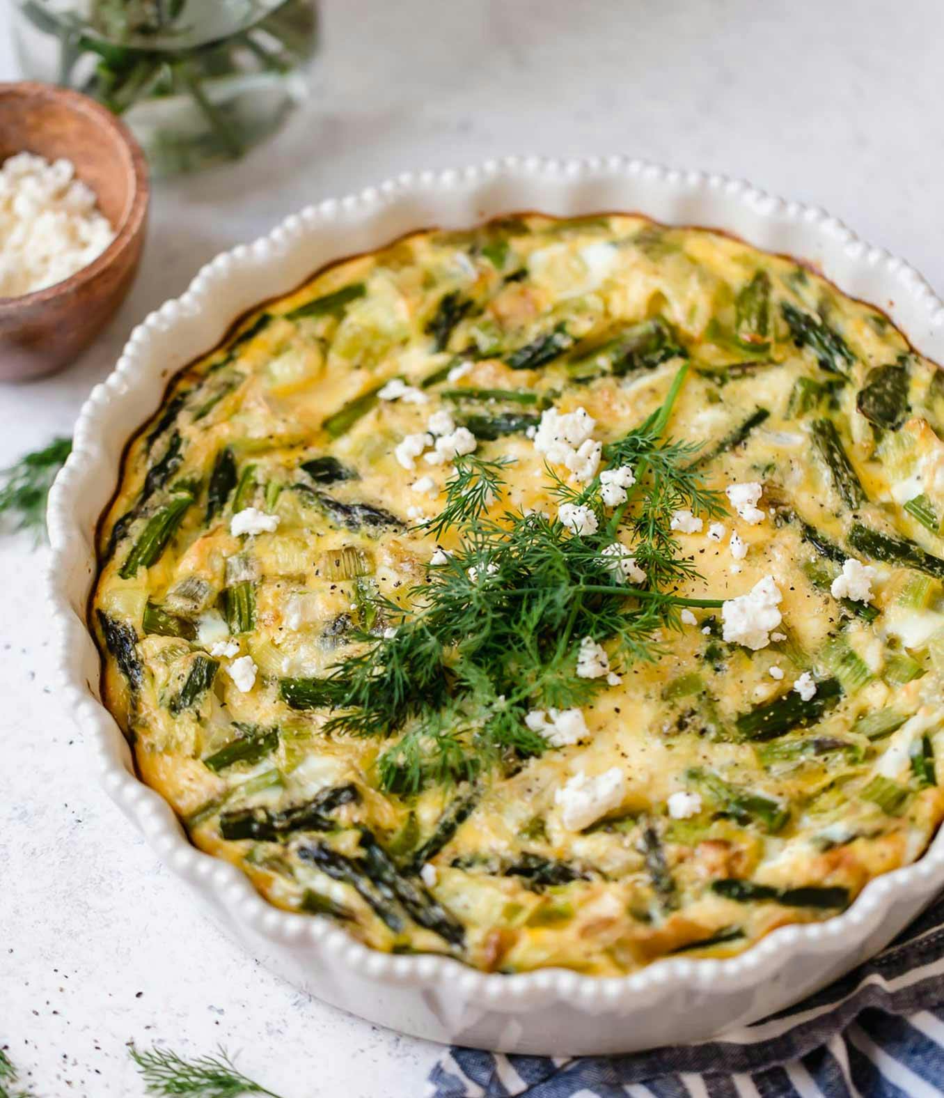 Crustless Asparagus, Leek & Feta Quiche