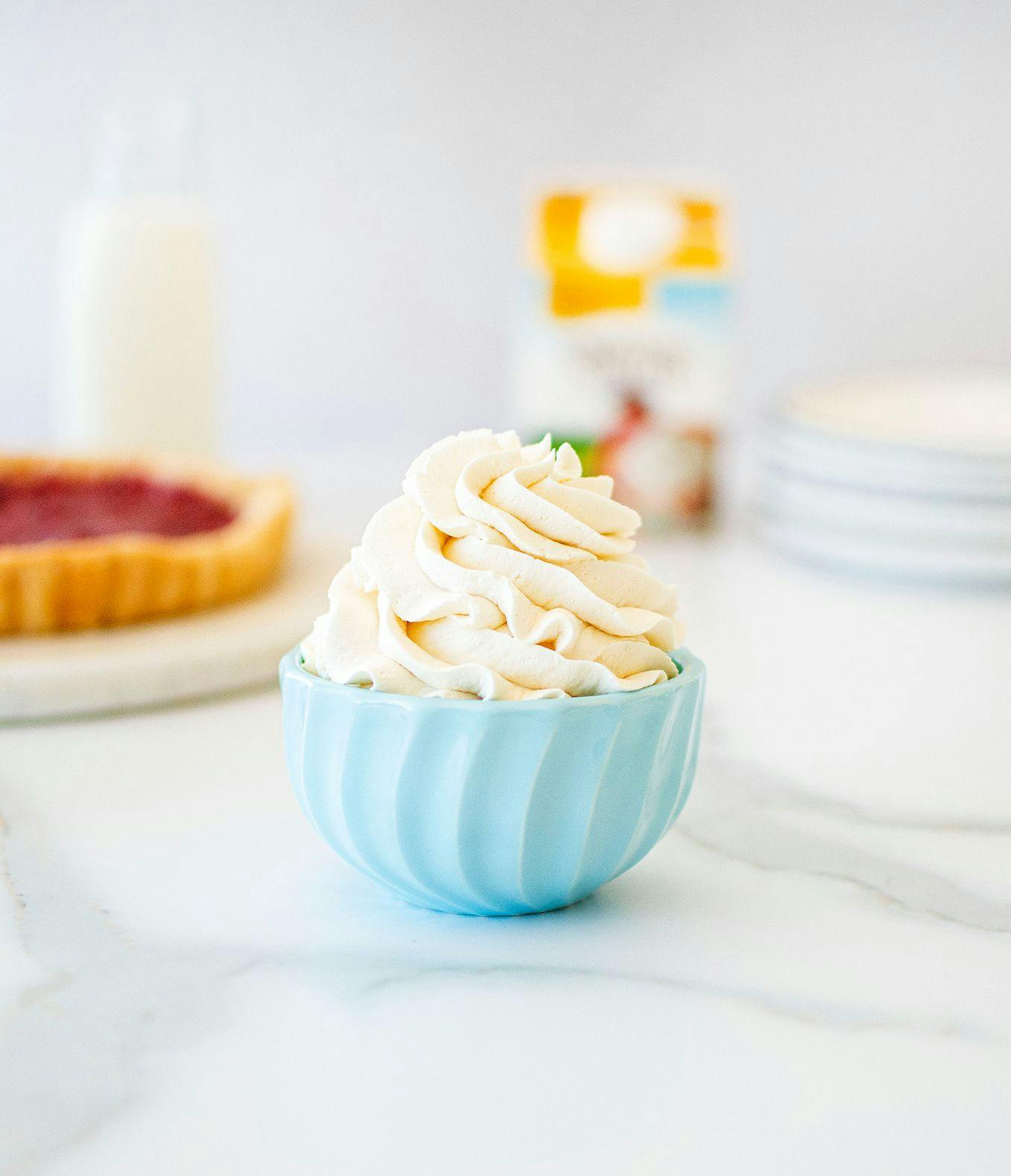 A cup of homemade whipped cream. 