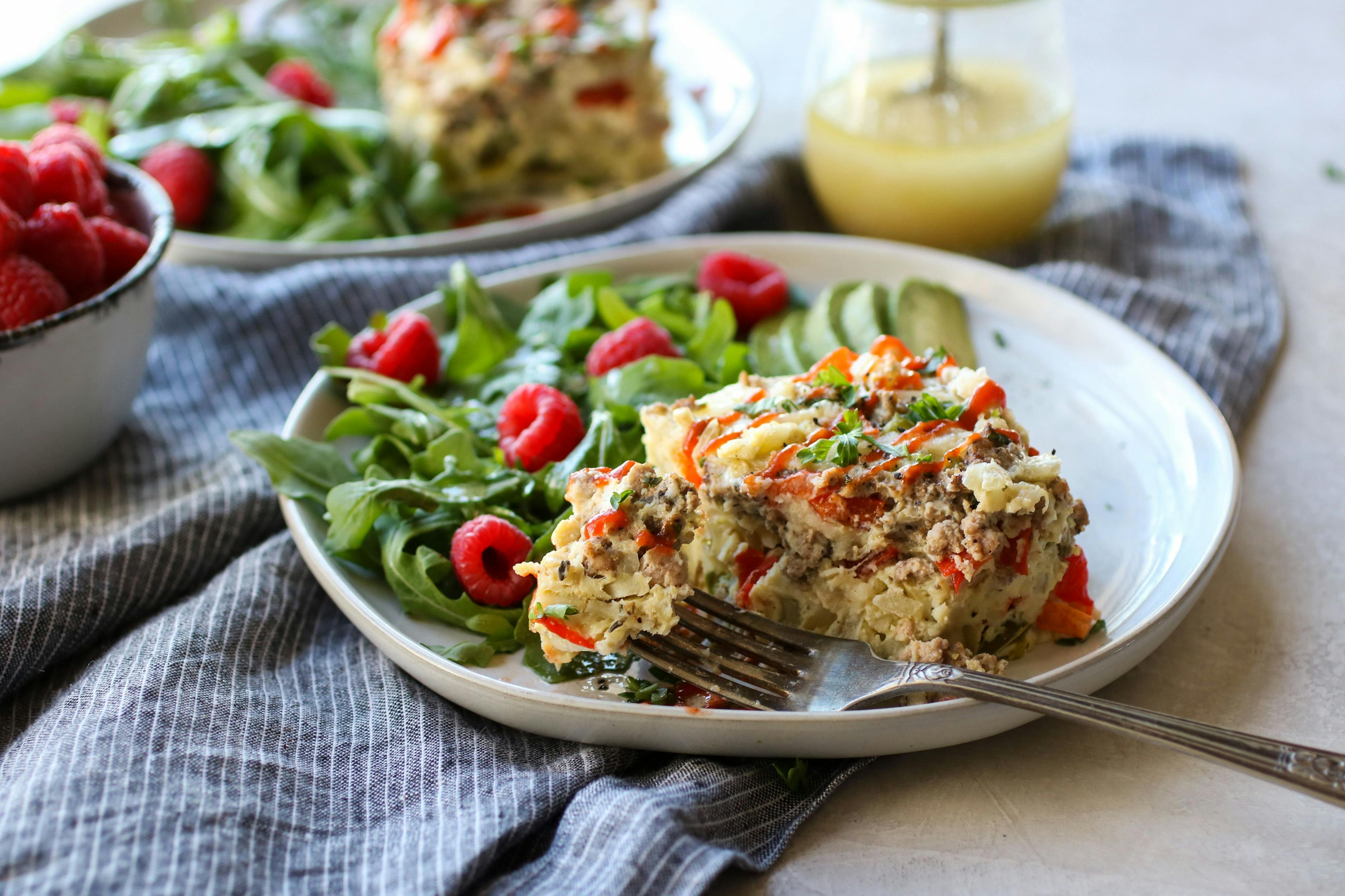 Slow Cooker Turkey Sausage Hashbrown Egg Bake