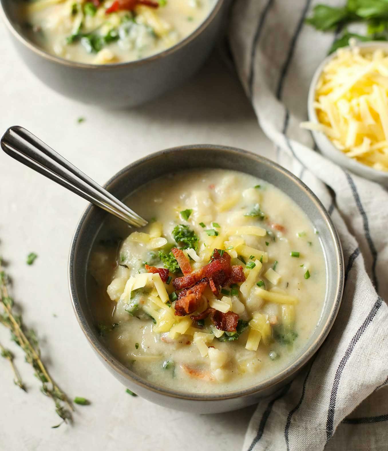 Loaded Cheesy Cauliflower Soup