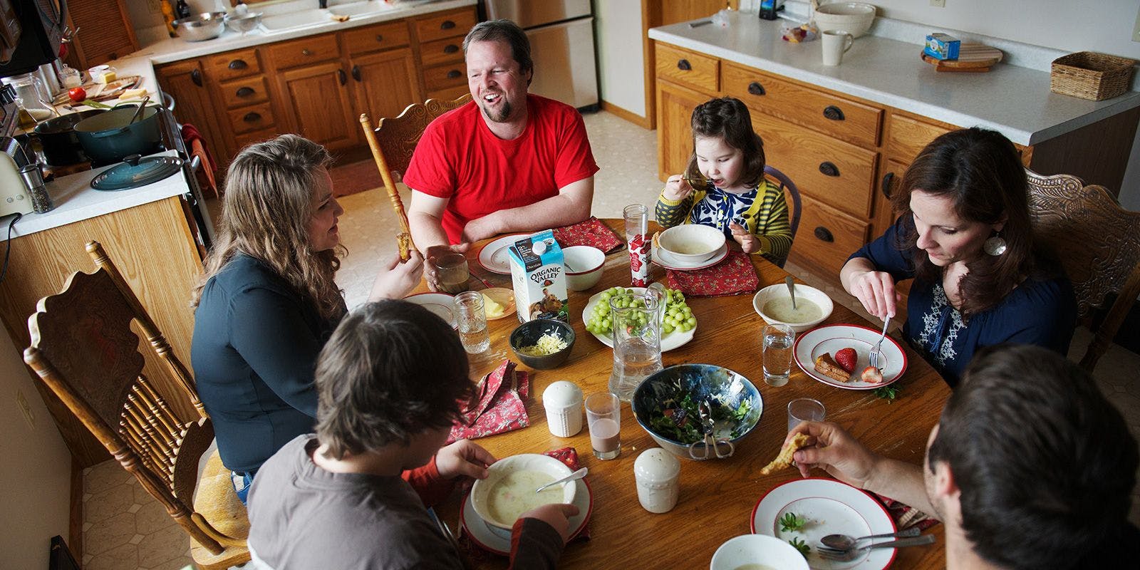 Parker Family Gathered at Kitchen Table